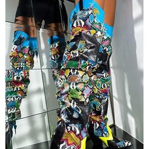 Vibrant Multicolor Snakeskin Heels